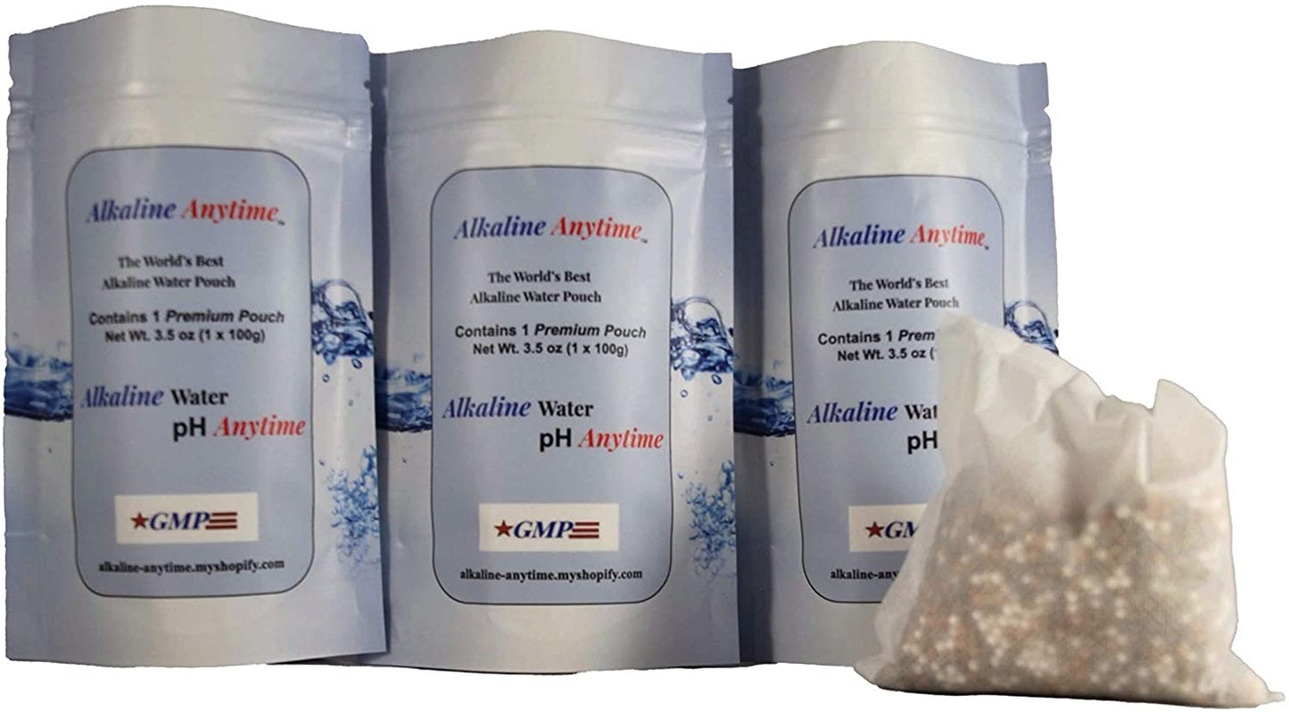 Alkaline Anytime Filter Bundle: Weltbestes alkalisches Wasser - 3 Packungen mit 30 g und 3 Packungen mit 100 g, passen in jeden Behälter -9,5 pH + ionisierte Elektrolyte